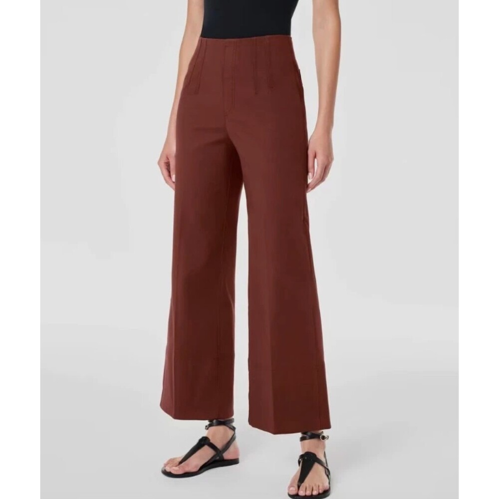 Spanx Stretch Twill Cropped Wide Leg Pant in Hickory Rusty Orange Size Large